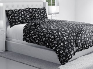 Bavlnené posteľné obliečky Sandra SA-104 Biele pirátske lebky na čiernom - detail 1 - Biante.sk
