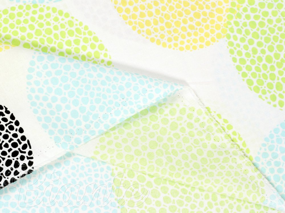 Bavlnená látka/plátno Sandra SA-480 Žlto-zeleno-modré kruhy na bielom - šírka 145 cm - detail 4 - Biante.sk