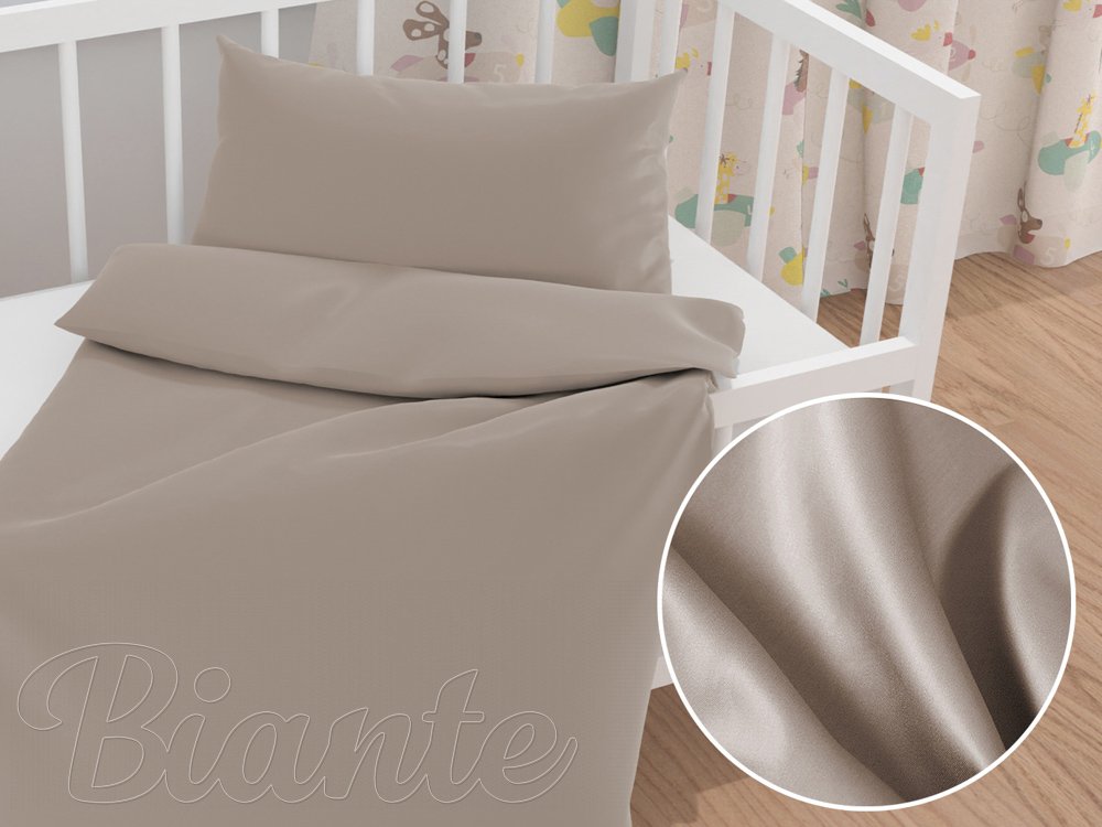 Detské saténové posteľné obliečky do postieľky ST-005 Latte - Biante.sk