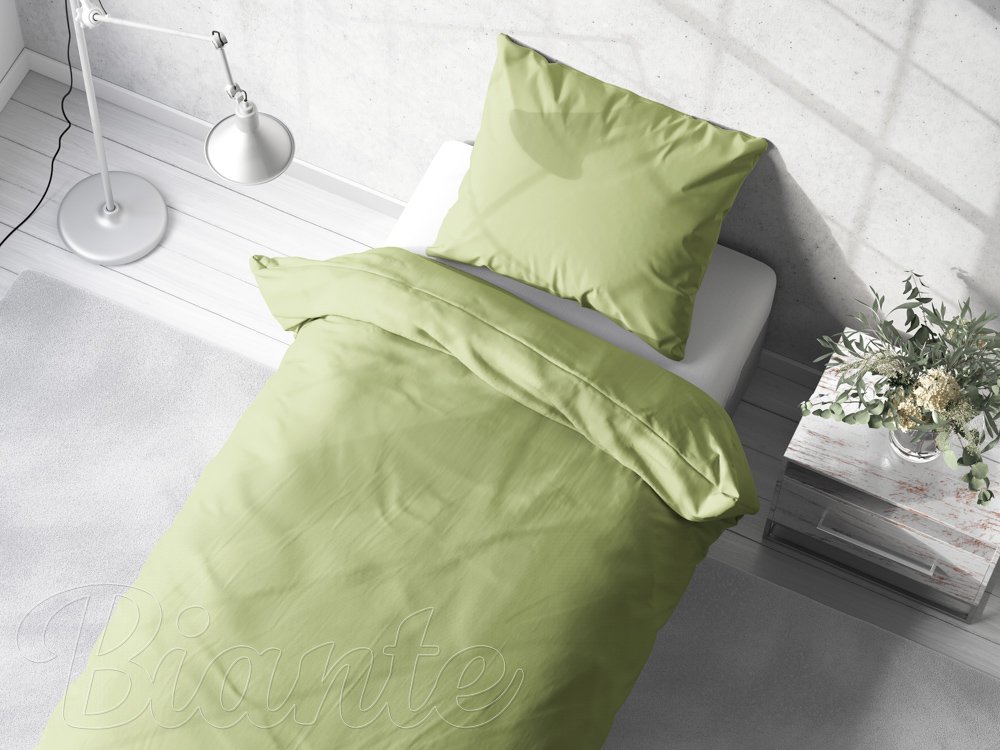 Bavlnené jednofarebné posteľné obliečky Moni MO-026 Pastelovo zelené - detail 1 - Biante.sk