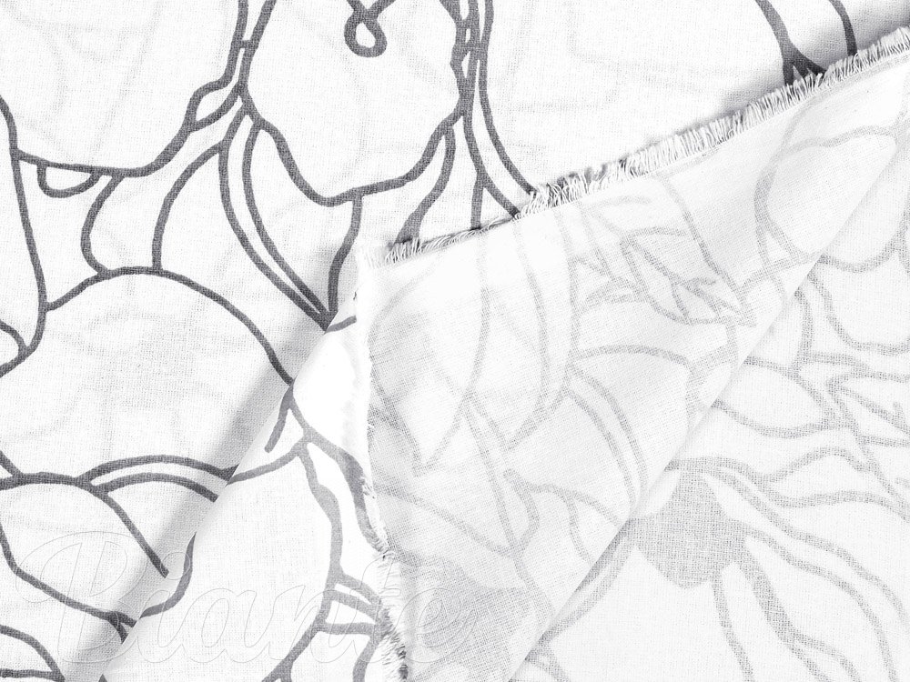 Bavlnená látka/plátno Sandra SA-271 Sivé designové kvety na bielom - šírka 145 cm - detail 3 - Biante.sk