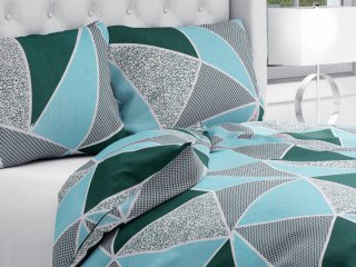 Bavlnené posteľné obliečky Sandra SA-334 Modro-zelené trojuholníky