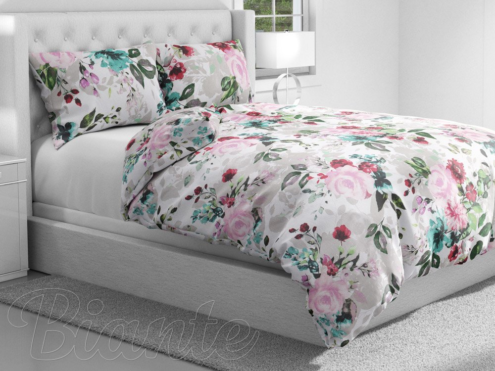 Bavlnené posteľné obliečky Sandra SA-220 Veľké ružové kvety - detail 1 - Biante.sk