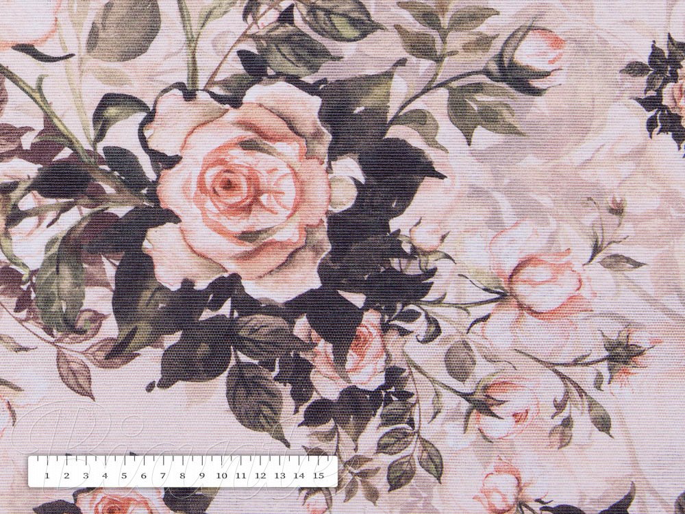Dekorační látka Leona LN-092 Pnoucí růže na růžovém - šířka 140 cm - detail 3 - Biante.cz