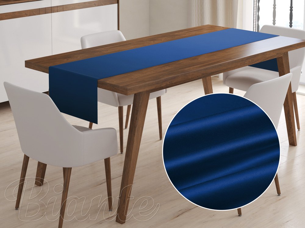 Saténový behúň na stôl polyesterový Satén LUX-024 Námornícka modrá - Biante.sk