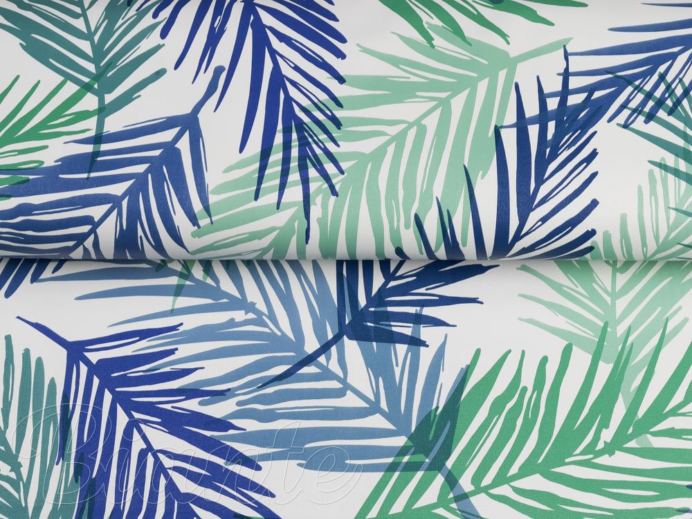 PVC obrus Modro-zelené palmové listy PV-075 - metráž š. 140 cm - detail 1 - Biante.sk