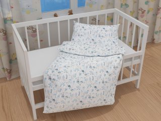 Detské bavlnené posteľné obliečky do postieľky Sandra SA-442 Morský svet modrý na bielom - detail 1 - Biante.sk