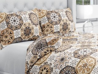 Bavlnené posteľné obliečky Sandra SA-447 Hnedo-béžové marocké dlaždice - Biante.sk