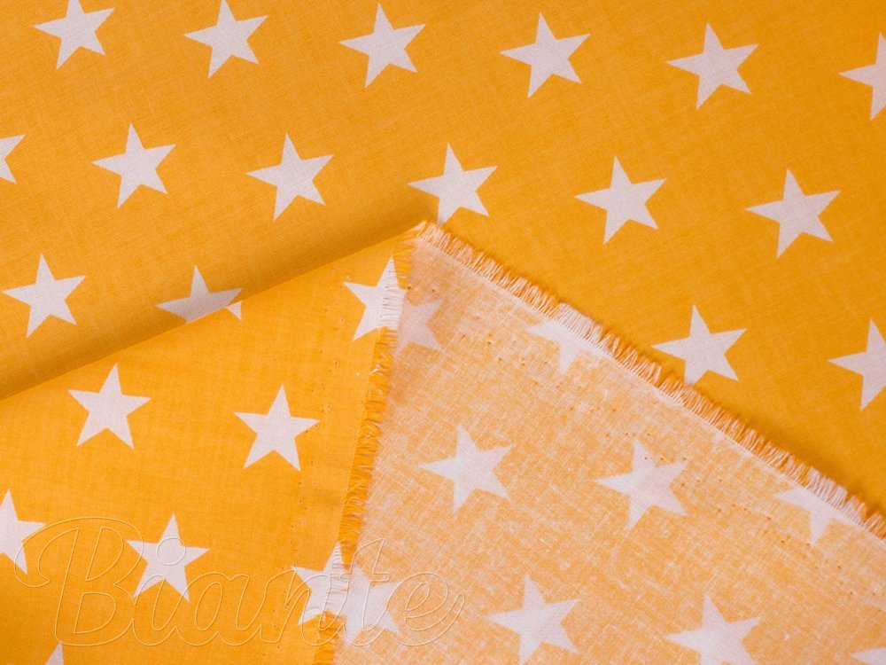 Bavlnená látka/plátno Sandra SA-034 Biele hviezdičky na oranžovom - šírka 160 cm - detail 3 - Biante.sk