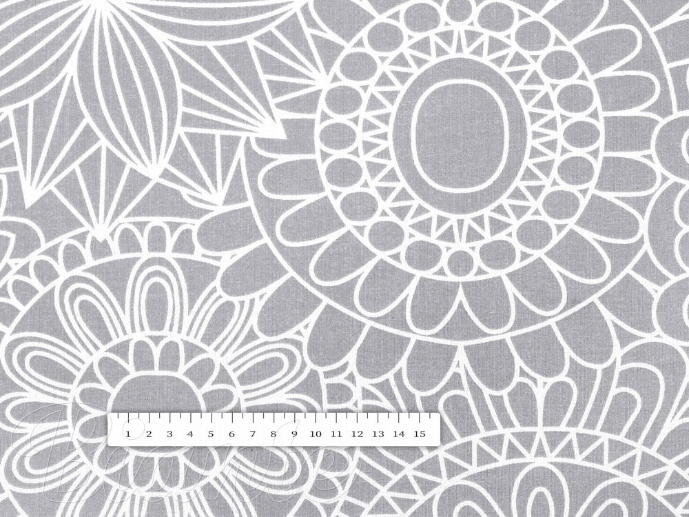 Bavlnená látka/plátno Sandra SA-327 Biele mandaly na sivom - šírka 145 cm - detail 4 - Biante.sk