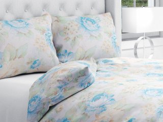 Bavlnené posteľné obliečky Sandra SA-139 Veľké modré kvety na bielom - Biante.sk