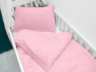 Detské posteľné obliečky do postieľky Minky 3D bodky MKP-035 Svetlo ružové - Biante.sk