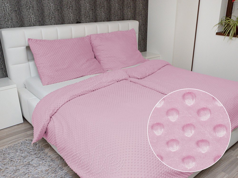 Hrejivé posteľné obliečky Minky 3D bodky MKP-049 Svetlo fialovoružové - Biante.sk
