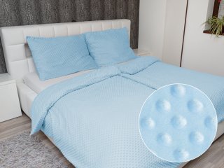 Hrejivé posteľné obliečky Minky 3D bodky MKP-008 Nebeské modré - Biante.sk
