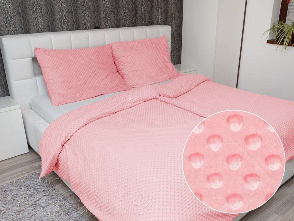 Hrejivé posteľné obliečky Minky 3D bodky MKP-037 Korálovo ružové - Biante.sk