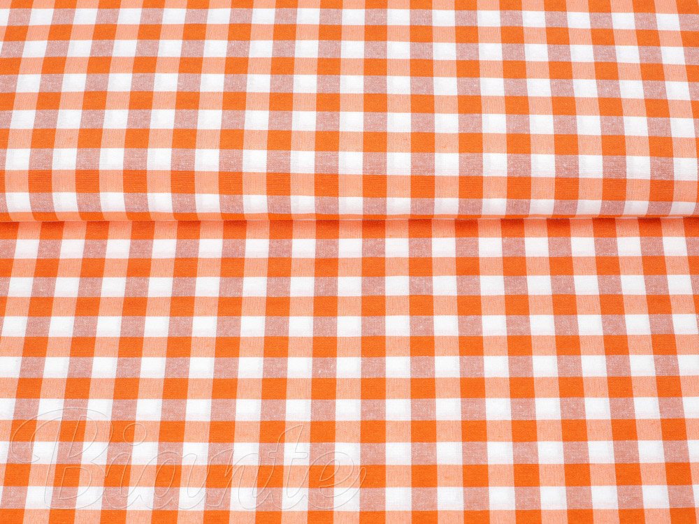 Dekoračná látka Rebeka RE-005 Oranžovo-biela kocka stredná - šírka 140 cm - detail 2 - Biante.sk