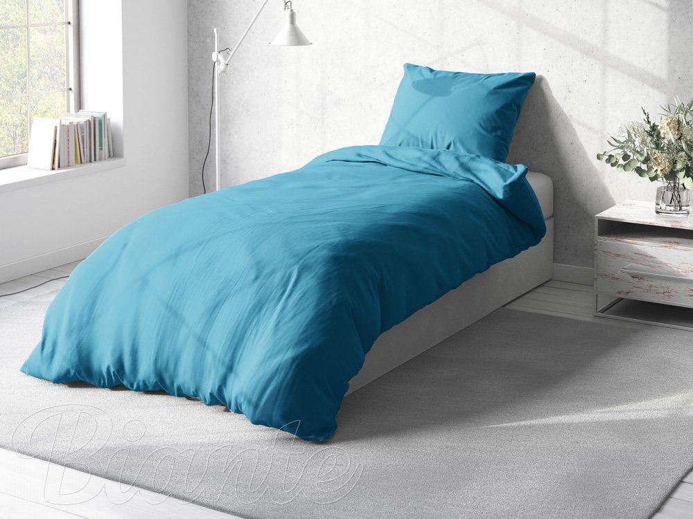 Bavlnené jednofarebné posteľné obliečky Moni MO-035 Svetlo petrolejové - detail 2 - Biante.sk