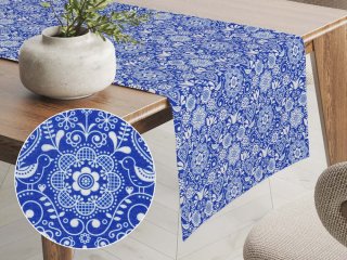 Dekoračný behúň na stôl PML-100 Modro-biely ľudový ornament - Biante.sk