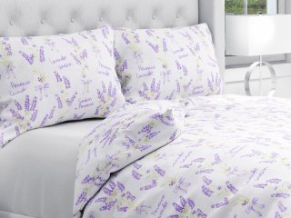 Bavlnené posteľné obliečky Sandra SA-294 Veľké zväzky levandúľ na bielom - Biante.sk