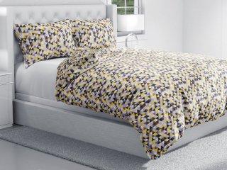 Bavlnené posteľné obliečky Sandra SA-218 Žlto-hnedo-ružové trojuholníčky - detail 1 - Biante.sk
