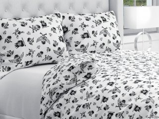 Bavlnené posteľné obliečky Sandra SA-105 Čierne pirátské lebky na bielom - Biante.sk