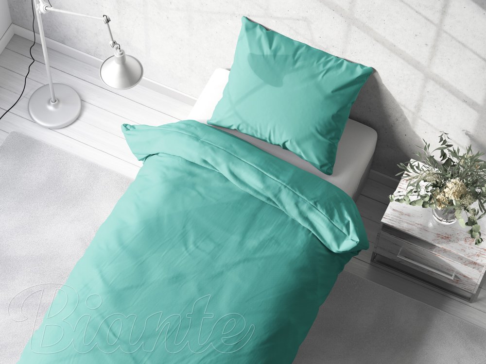 Bavlnené jednofarebné posteľné obliečky Moni MO-015 Tyrkysové - detail 1 - Biante.sk