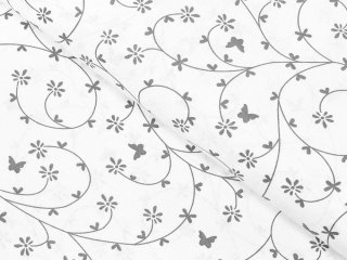 Bavlnená látka/plátno Sandra SA-049 Drobné sivé kvietky a motýliky na bielom - šírka 145 cm - detail 1 - Biante.sk