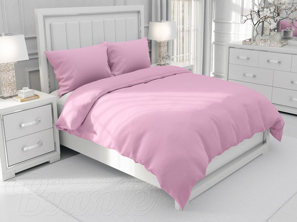 Bavlnené jednofarebné posteľné obliečky Moni MO-025 Svetlo ružové - Biante.sk