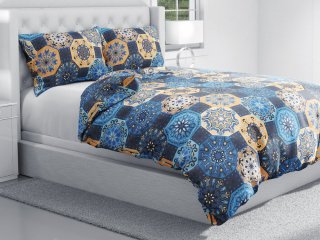 Bavlnené posteľné obliečky Sandra SA-448 Modro-oranžové marocké dlaždice - detail 1 - Biante.sk