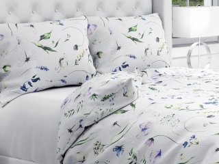 Bavlnené posteľné obliečky Sandra SA-391 Lúčne kvietky s motýlikmi - Biante.sk
