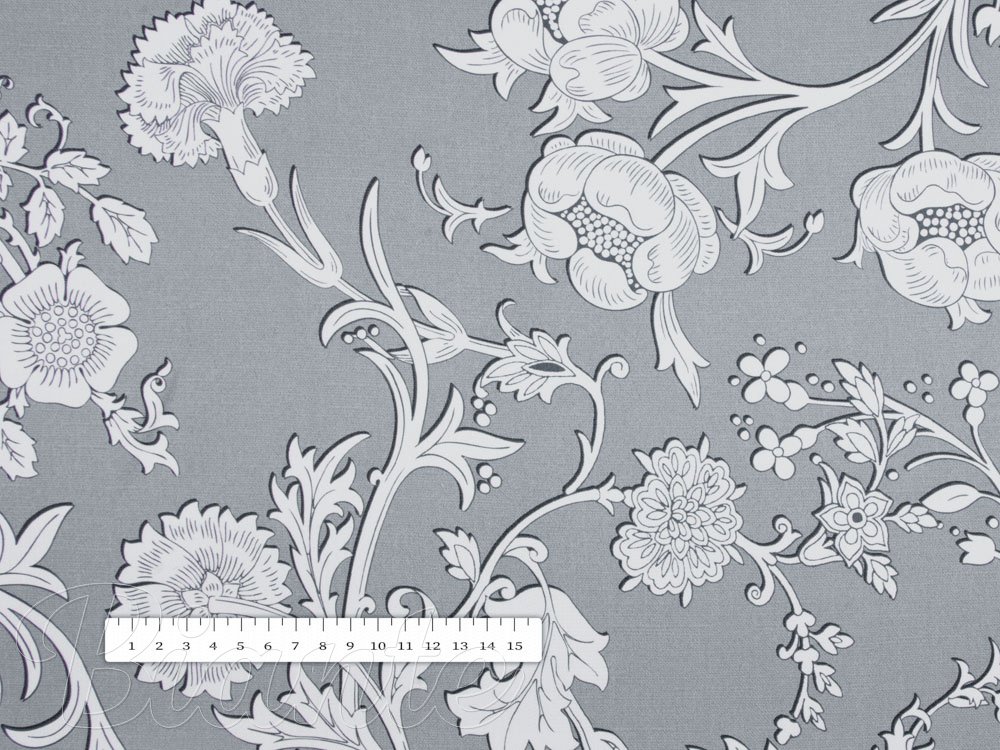 Dekoračná látka PM-046 Zámocké kvety na svetlo sivom - šírka 150 cm - detail 2 - Biante.sk