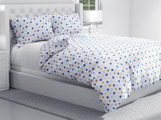 Bavlnené posteľné obliečky Sandra SA-120 Modré a hnedé bodky na bielom - detail 1 - Biante.sk