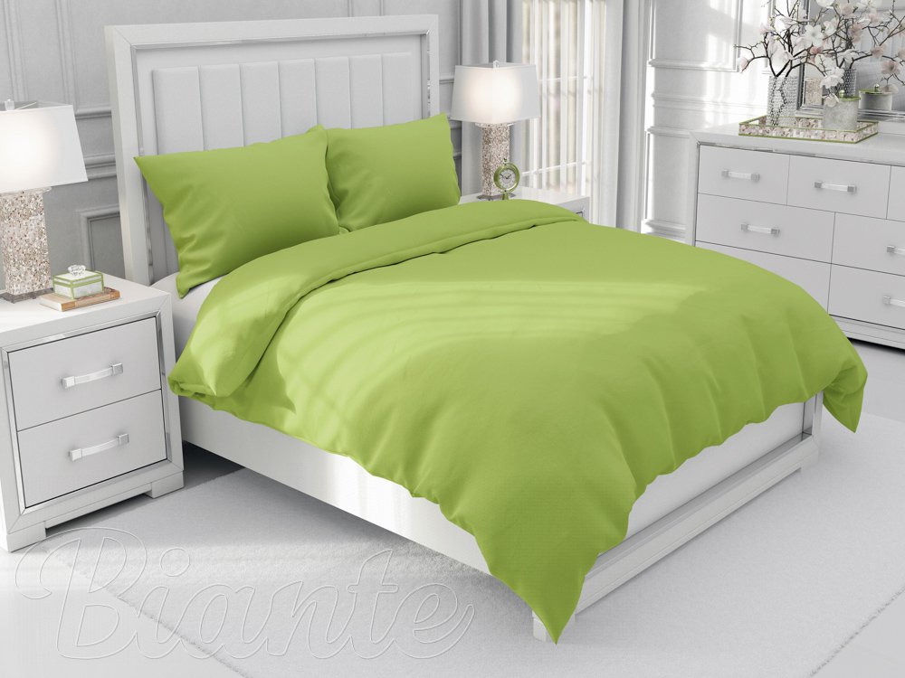 Bavlnené jednofarebné posteľné obliečky Moni MO-016 Olivovo zelené - Biante.sk