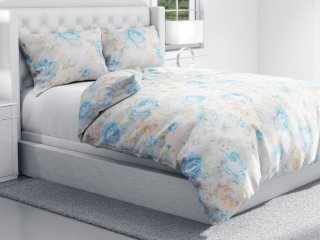 Bavlnené posteľné obliečky Sandra SA-139 Veľké modré kvety na bielom - detail 1 - Biante.sk