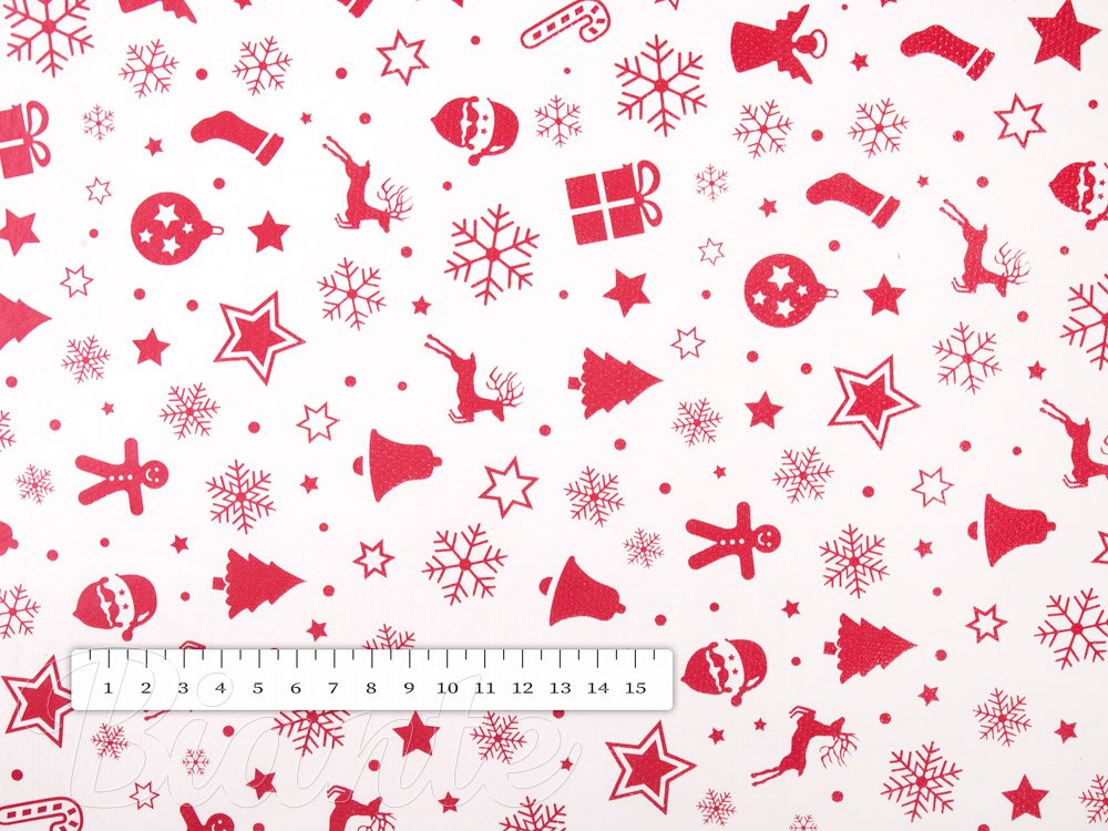 PVC obrus Červené vianočné symboly PV-069 - metráž š. 140 cm - detail 4 - Biante.sk