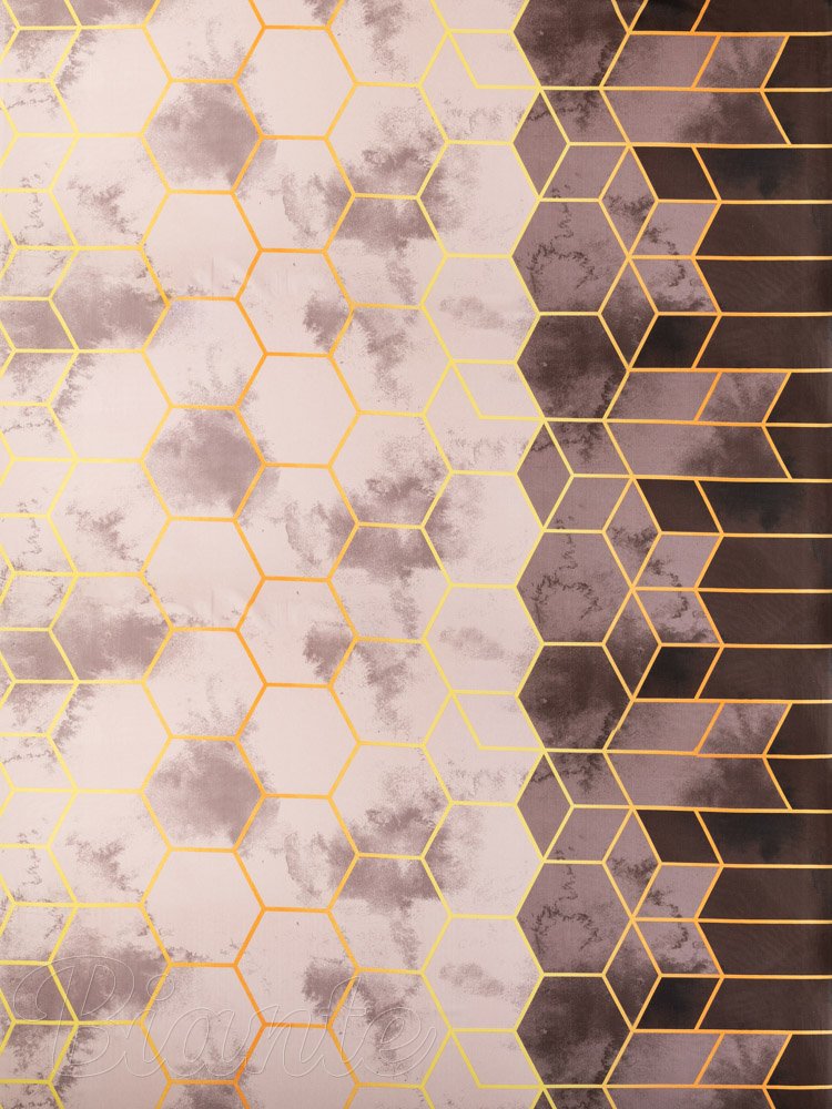 Bavlněná látka/plátno Sandra SA-436 Hexagony na hnědofialovém - šířka 160 cm