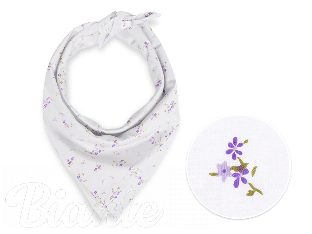 Bavlnená šatka Sandra SA-296 Drobné fialové kvety na bielom - Biante.sk