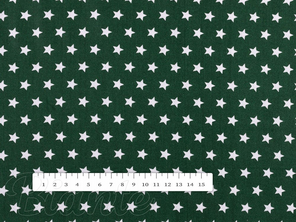 Bavlnená látka/plátno Sandra SA-350 Biele hviezdičky na tmavo zelenom - šírka 140 cm - detail 3 - Biante.sk