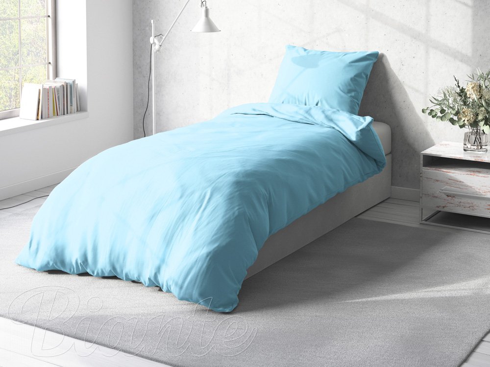 Bavlnené jednofarebné posteľné obliečky Moni MO-008 Ľadové modré - detail 2 - Biante.sk