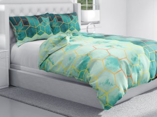 Bavlnené posteľné obliečky Sandra SA-431 Hexagóny na zelenom - detail 1 - Biante.sk