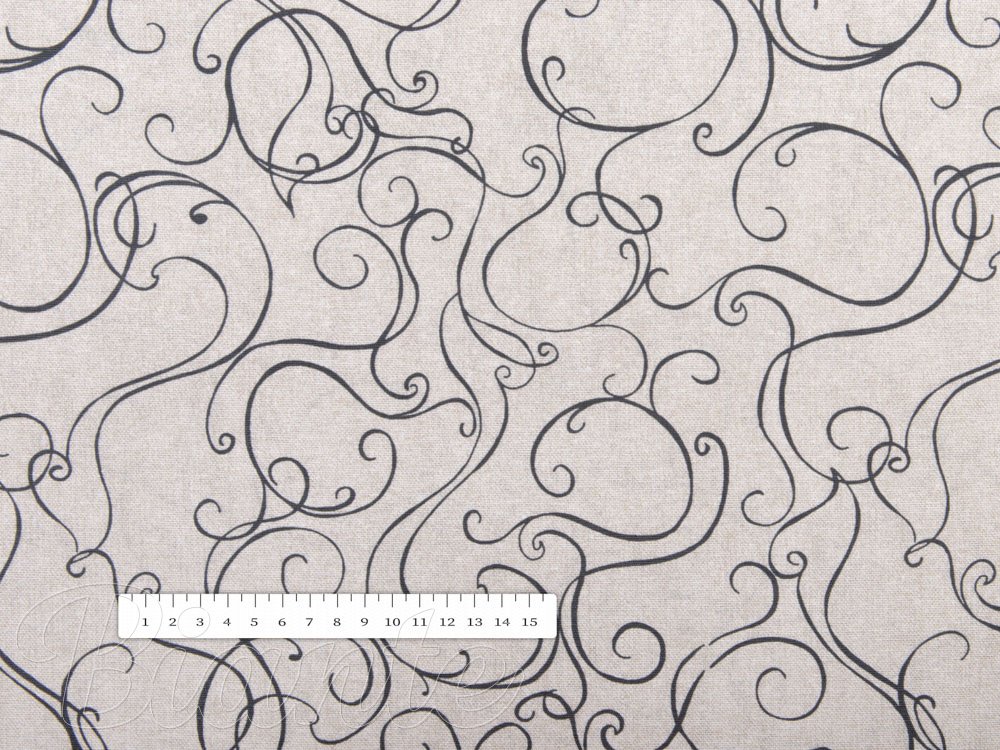 Dekoračná látka Leona LN-154 Čierne ornamenty na béžovom - šírka 140 cm - detail 4 - Biante.sk