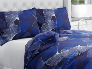 Bavlnené posteľné obliečky Sandra SA-502 Modré Ginkgo listy na modrom - Biante.sk