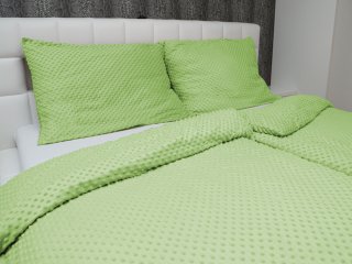 Hrejivé posteľné obliečky Minky 3D bodky MKP-005 Pastelové svetlo zelené - detail 1 - Biante.sk