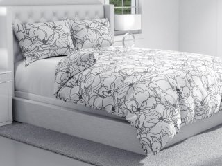 Bavlnené posteľné obliečky Sandra SA-271 Sivé designové kvety na bielom - detail 1 - Biante.sk