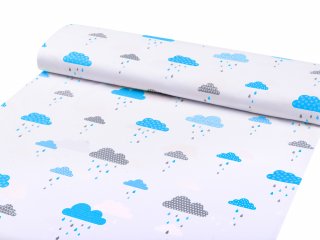 Detská bavlnená látka/plátno Sandra SA-325 Modro-sivé dažďové obláčiky - šírka 160 cm - detail 1 - Biante.sk