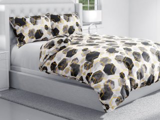 Bavlnené posteľné obliečky Sandra SA-482 Sivo-čierne mramorové hexagóny - detail 1 - Biante.sk