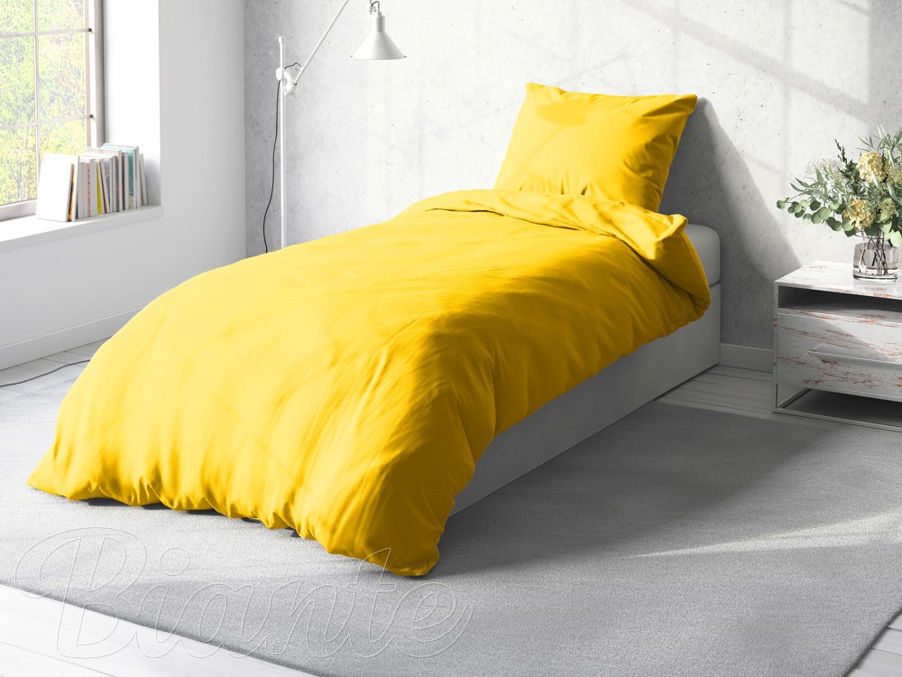 Bavlnené jednofarebné posteľné obliečky Moni MO-001 Žlté - detail 2 - Biante.sk