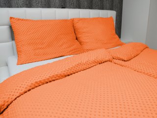 Hrejivé posteľné obliečky Minky 3D bodky MKP-022 Oranžové - detail 1 - Biante.sk