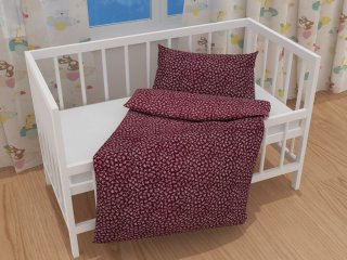 Detské bavlnené posteľné obliečky do postieľky Sandra SA-357 Drobné kvietky na tmavo červenom - detail 1 - Biante.sk