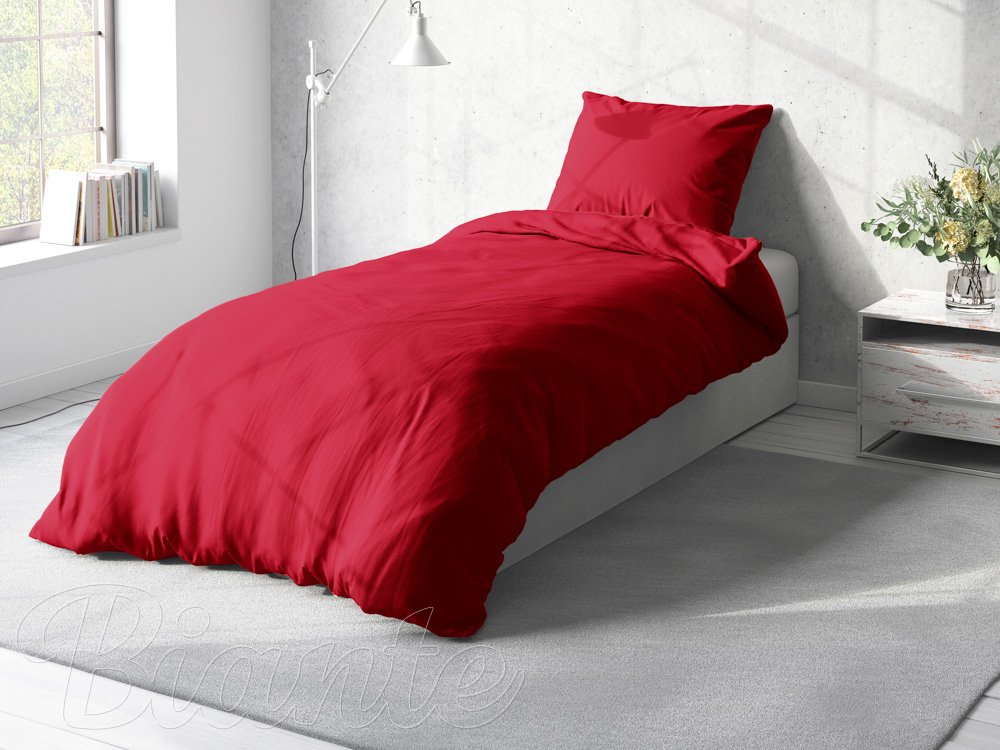 Bavlnené jednofarebné posteľné obliečky Moni MO-024 Tmavo červené - detail 2 - Biante.sk